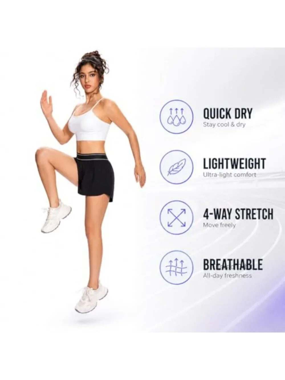 Women's 2-in-1 Quick Dry Running Shorts with Liner & Pocket 3